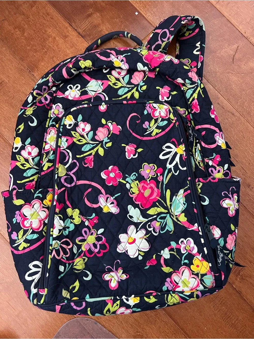 Vera Bradley Floral Quilted Navy Backpack -Ribbons